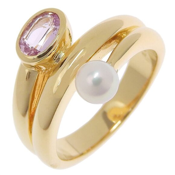 MIKIMOTO Pearl Ring4.8mm K18 yellow gold/Kunzite/Pearl #6.6(US Size) - Picture 4 of 7